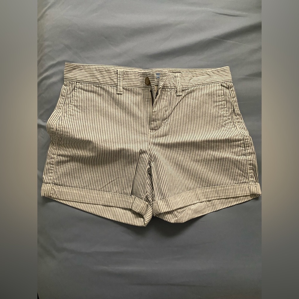 Navy and Khaki Striped Shorts